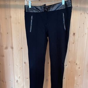LOFT Black Skinny Knit Pant with Faux Leather